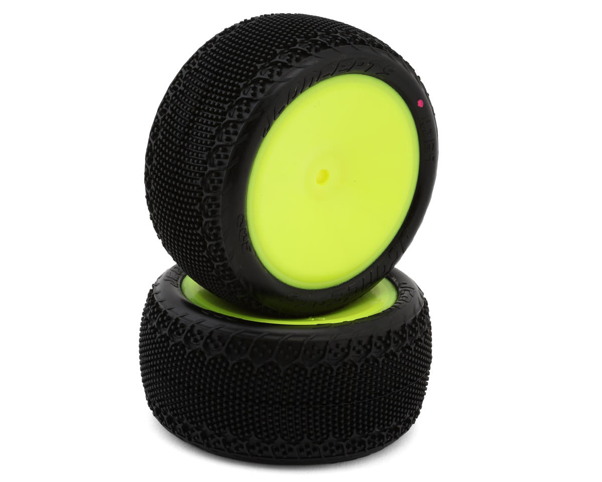 JConcepts 3DP 2.2" Pre-Mounted Rear Buggy Carpet Tires (Yellow) (2) (Pink) w/12mm Hex