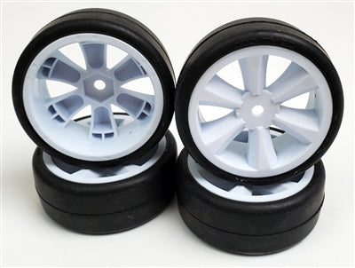 Gravity RC G-SPEC Type C "Carpet" Pre-Mounted Touring Car Rubber Tires (4) w/GT Wheel (White) (4)(En commande)