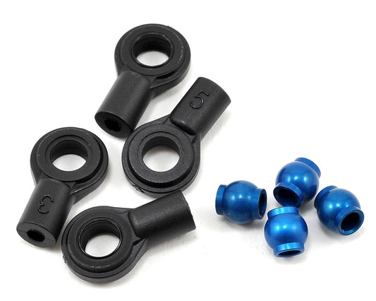 Team Associated Factory Team Shock Ball Ends with Aluminum Eyelets (Blue)