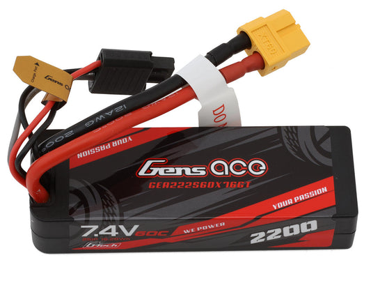 Gens Ace 2S 60C G-Tech Hardcase LiPo Battery Pack (7.4V/2200mAh) w/XT60 Connector