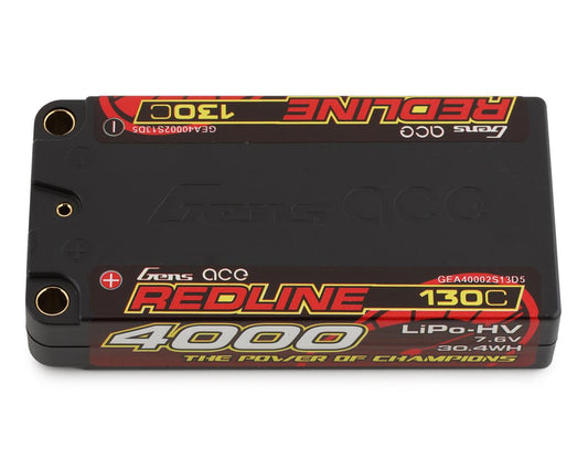 Gens Ace Redline 2S LiHV LiPo LCG Battery 130C (7.6V/4000mAh) w/5mm Bullets