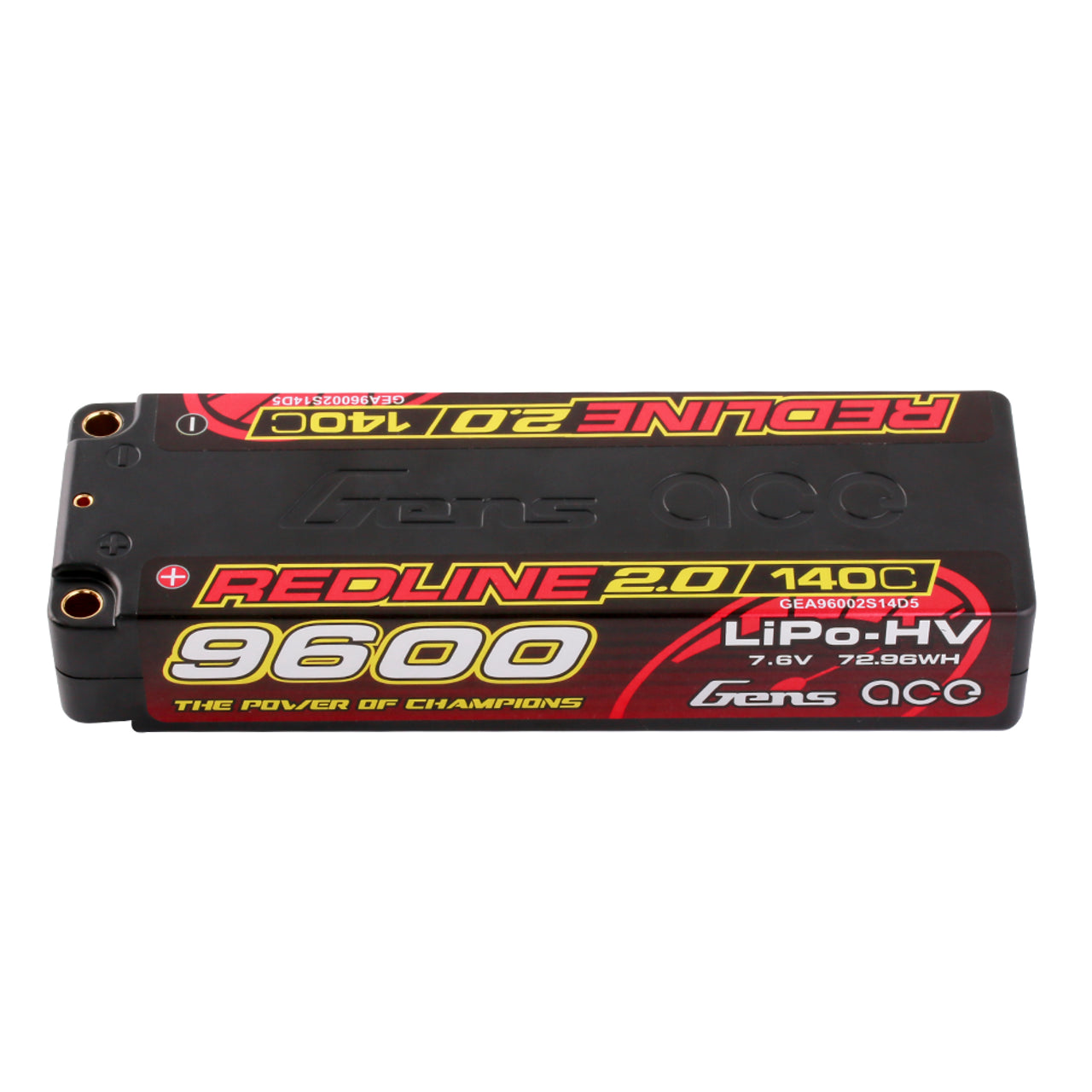 Gens Ace 9600mAh 2S 7.6V 140C HardCase 58# Redline 2.0 Series Lipo Battery With 5.0mm Bullet