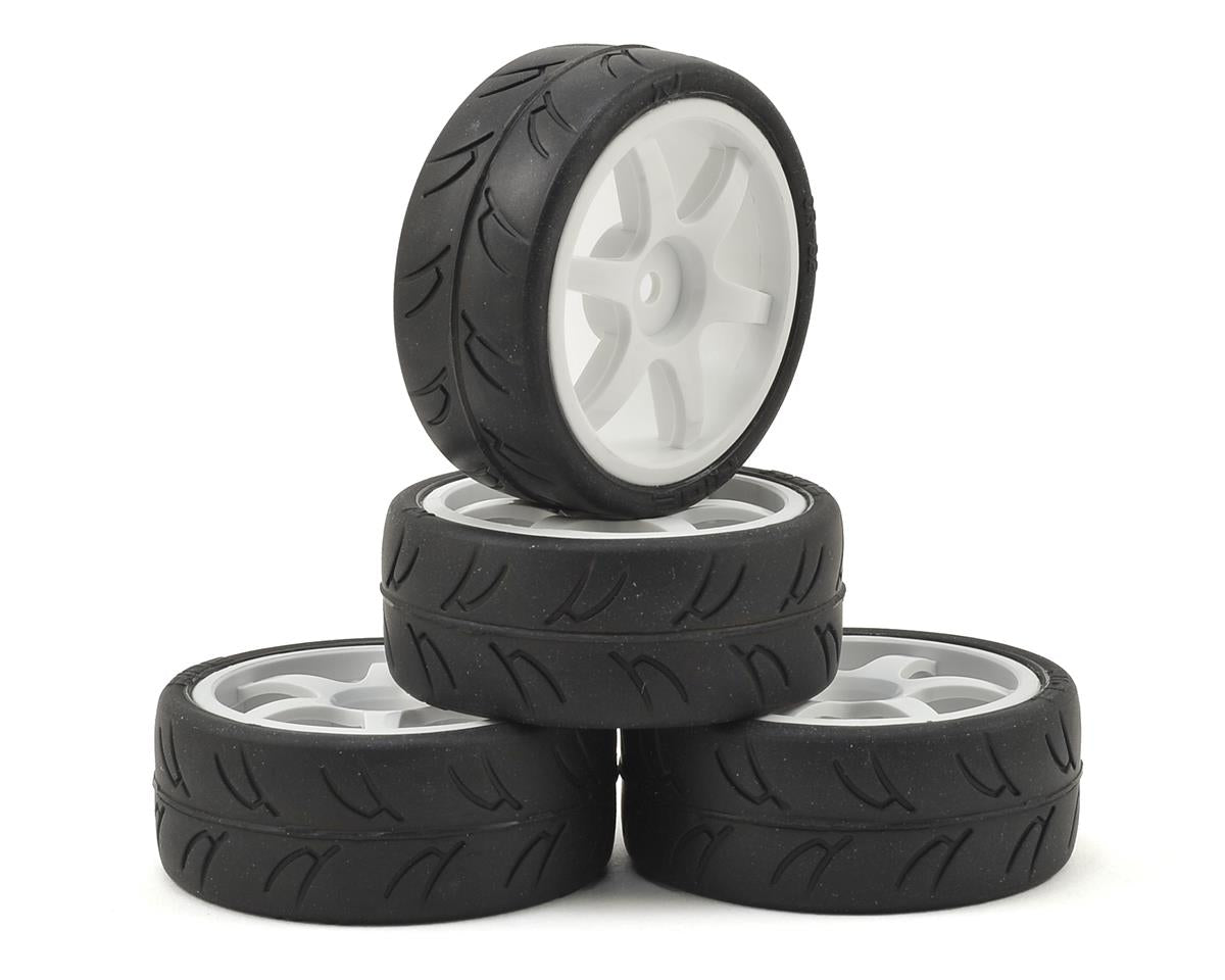 Gravity RC USGT Pre-Mounted GT Rubber Tires w/6 Spoke Wheel (White) (4) w/12mm Hex