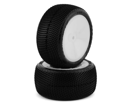 JConcepts Fuzz Bite LP 2.2" Mounted Rear Buggy Carpet Tires (White) (2) (Pink) w/12mm Hex