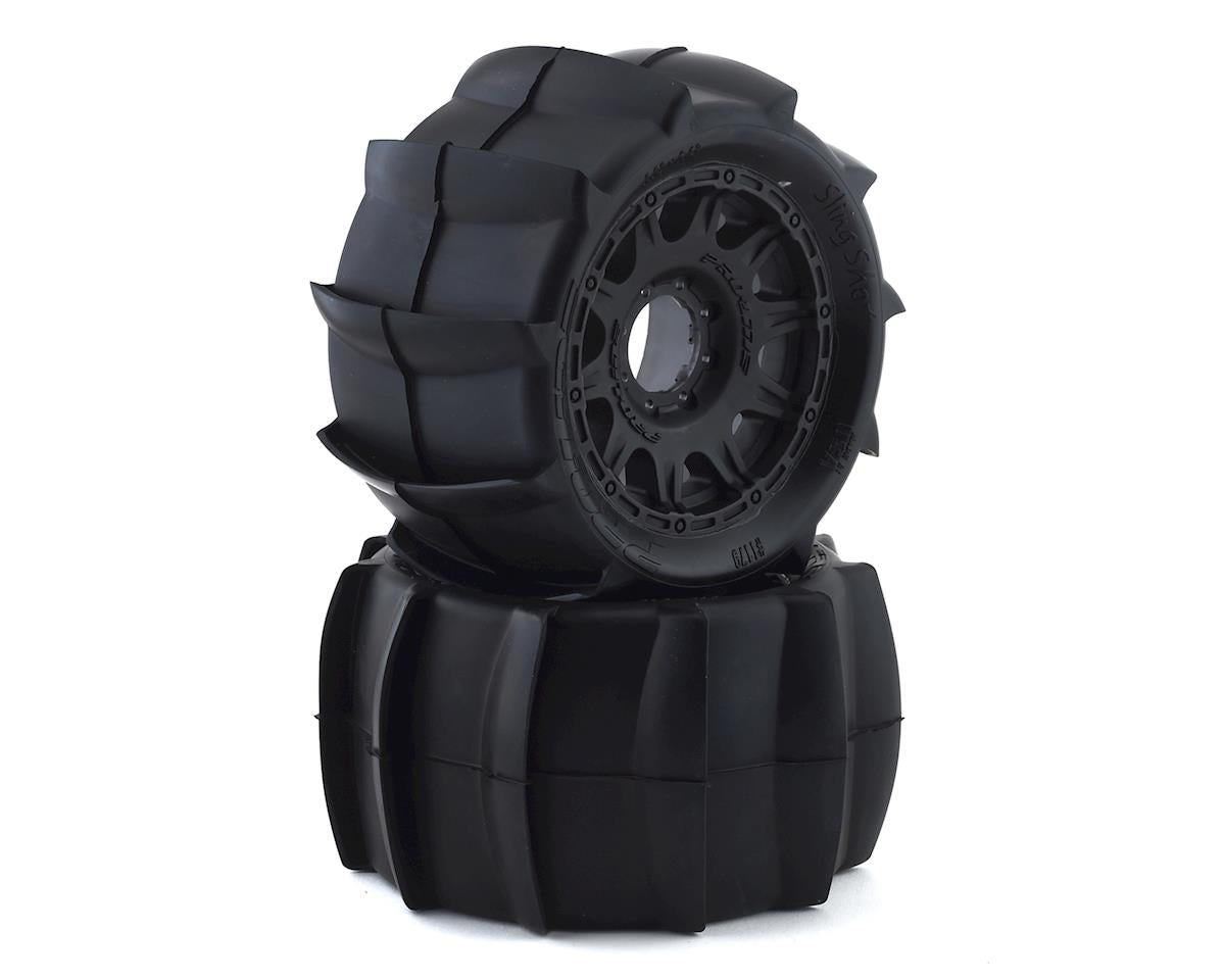 Pro-Line Sling Shot MX38 3.8" Tire w/Raid 8x32 Wheels (2) (Black) w/Removable Hex