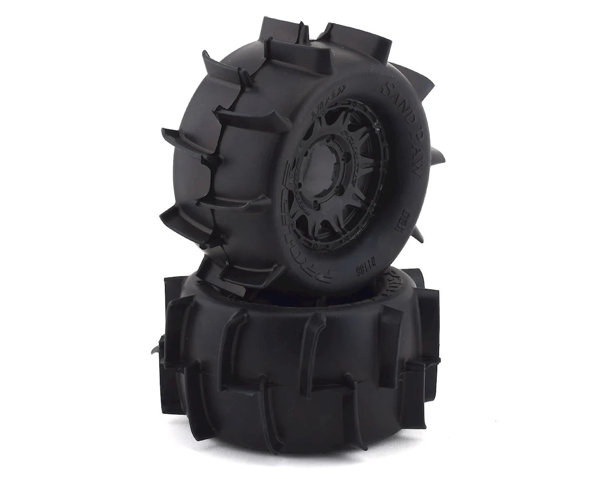 Pro-Line Sand Paw 2.8" Pre-Mounted Tires w/Raid Rear Wheels (2) (Black) w/Removable 12mm Hex