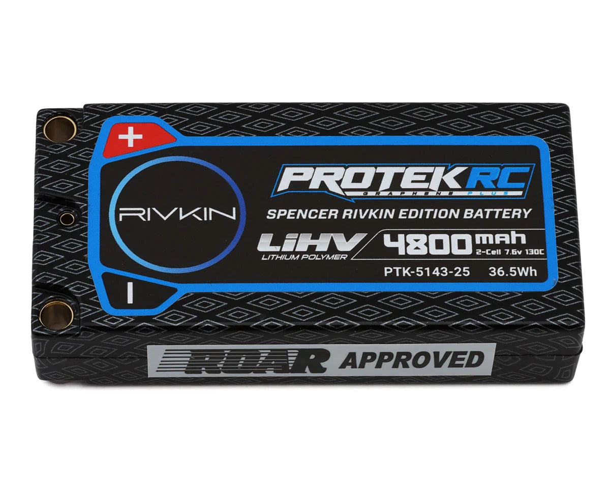 ProTek RC Spencer Rivkin 2S 130C Low IR Si-Graphene + HV ULCG Shorty LiPo Battery (7.6V/4800mAh) w/5mm Connectors (ROAR Approved)