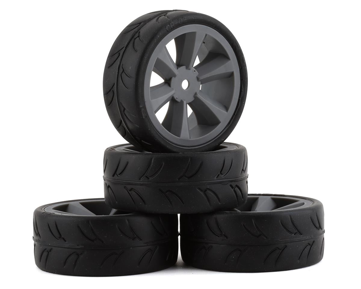 Gravity RC USGT Pre-Mounted GT Belted Rubber Tires w/GT Wheel (Grey) (4) w/12mm Hex (En commande)