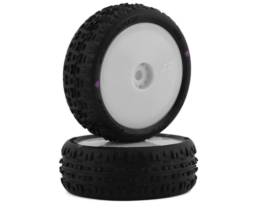 JConcepts Mini-B Swagger Pre-Mounted Front Tires (White) (2) (Pink) (PRE-COMMANDE)